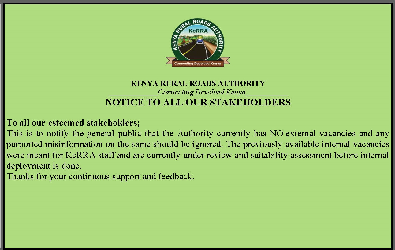 NOTICE TO STAKEHOLDERS